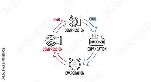 Understanding refrigeration cycle diagram heat cool compression expansion evaporation condenser process system