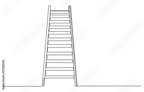 single line art ladder vector illustration.Abstract ladder, stepladder, continuous single line art drawing,Ladder, step-ladder, structure for climbing up. Continuous line drawing. 