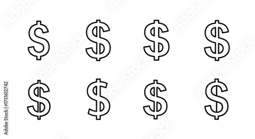 Multiple dollar signs on white background