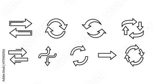 Collection of various arrow icons representing cycles and direction