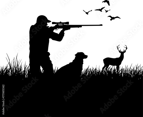 hunter with rifle silhouette