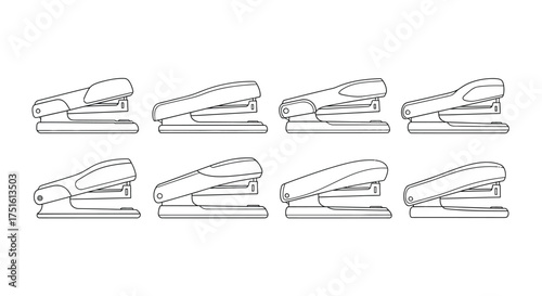 Collection of stapler illustrations in a grid layout