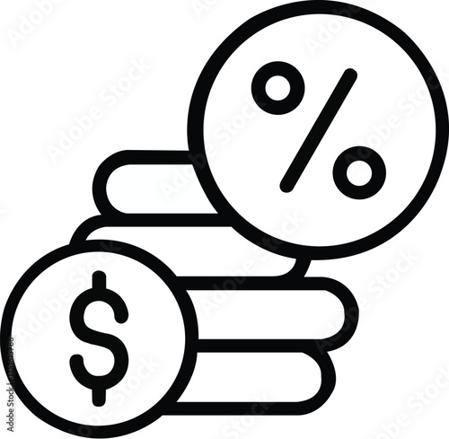 A solid style icon of tax paper with dollar coin vector illustration