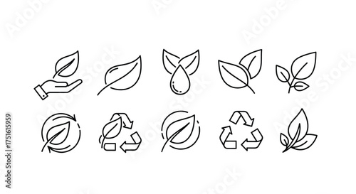 Set of ecology and nature icons isolated on white background in line style