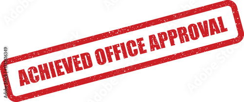Achieved office approval stamp effect with speckled vintage texture, angled on white