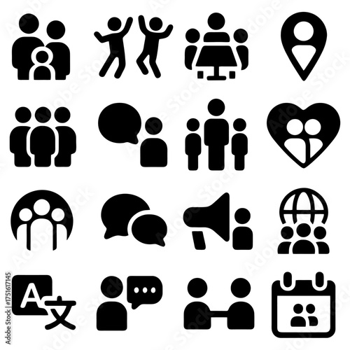 Community and Collaboration: A visual symphony of togetherness, illustrating diverse aspects of human connection, from teamwork and conversation to global unity and care. 