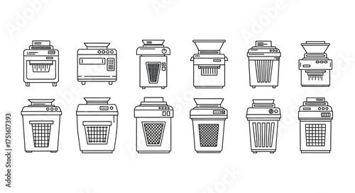 Set of paper shredder icons isolated on white background for your design