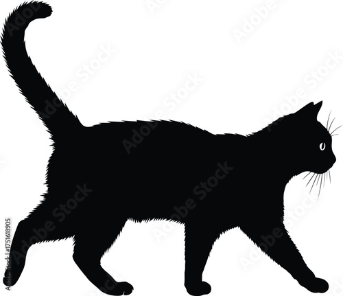 Vector art of black cat silhouette walking