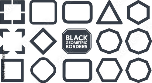 Collection of Various Geometric Borders Square, Rounded Rectangle, Triangle, Hexagon, Octagon Shape Set
