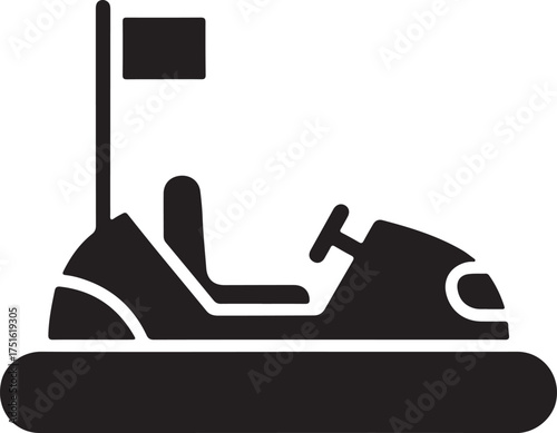 Bumper Car Silhouette Vector Illustration  Amusement Park Ride Icon Funfair Attraction Symbol Carnival Game Logo Electric Dodgem Car Design for Entertainment Festival and Family Fun Concept