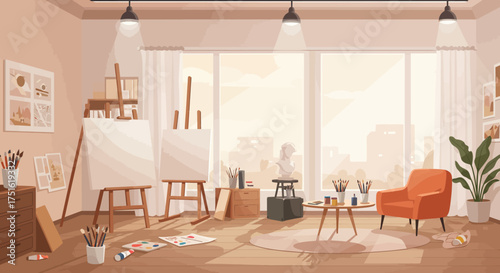 Bright and Airy Artist's Studio with Easels and Natural Light