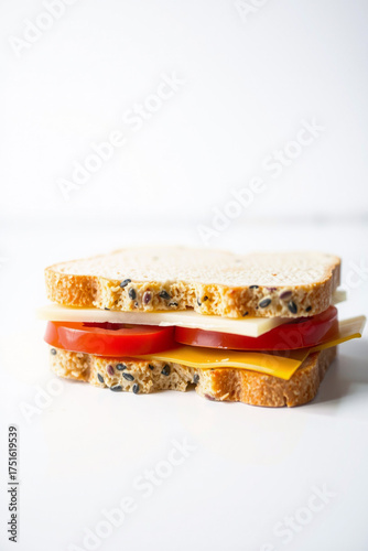 A Sandwich With Cheese On A White Background