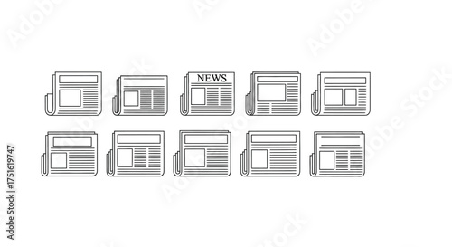 Collection of newspaper isolated on white background for news and information