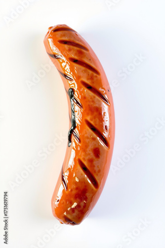 A Sausage Grilled On A White Background