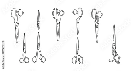 Set of surgical scissors isolated on white background for medical procedures