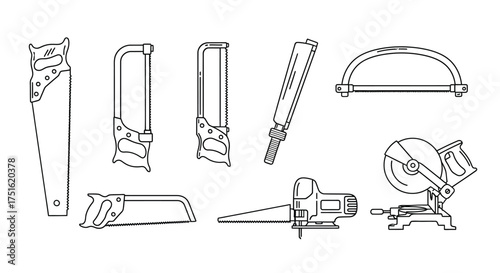 Set of different saw design isolated on white background for your project