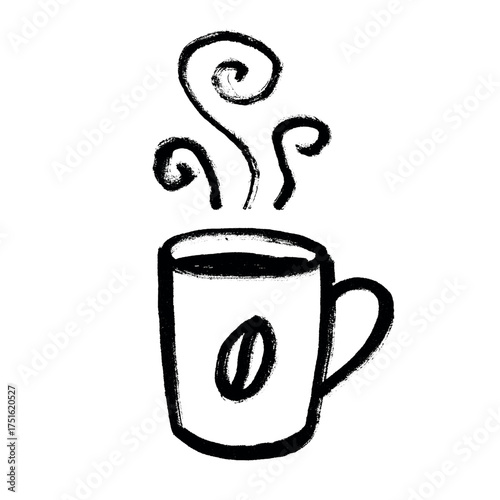 Cute cup of tea or coffee with rising steam Simple mug clipart Cozy home doodle Single element for print, web, design, decor