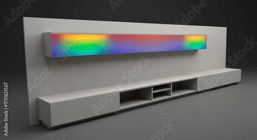 Modern White Media Console with Rainbow LED Backlighting - Interior Design