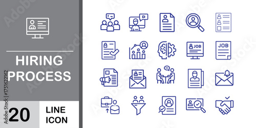 Hiring Process Line Icon Set and eps file.