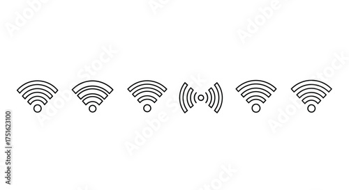 Wifi signal line icons set isolated on white background vector illustration