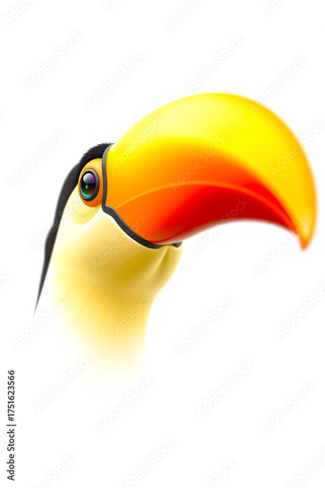 Naklejka premium A Toucan With A Big Colorful Beak On A White Background