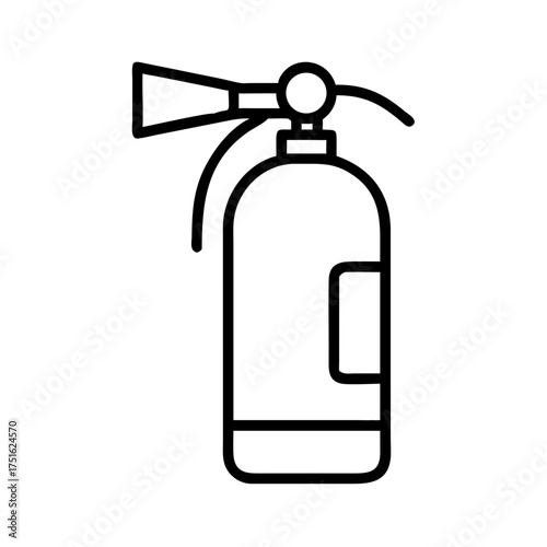 Fire extinguisher icon in minimalist style in black and white representing emergency fire safety equipment