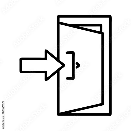 Exit door icon in minimal style in black and white indicating emergency egress