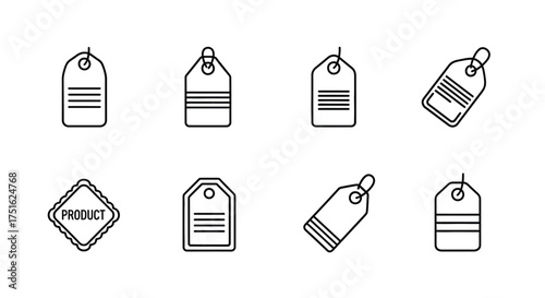 Set of price tag line art illustrations isolated on white background