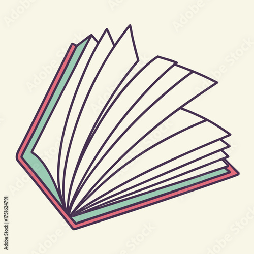 Open book with fanning pages representing learning