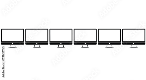 Set of computer monitors isolated on white background, desktop pc display