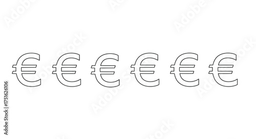 Hand drawn euro currency symbol isolated on white background