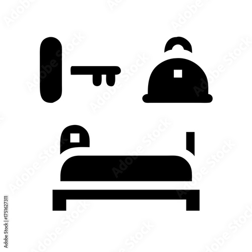Hotel room icons, representing accommodation and amenities