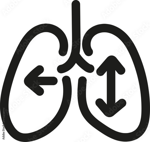 Hand Drawn Breathing Lungs Icon, Isolated on Transparent Background, Vector Illustration. Editable Stroke
