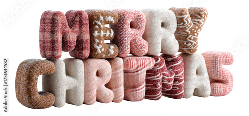 Festive and Cozy Merry Christmas Text on Transparent Background