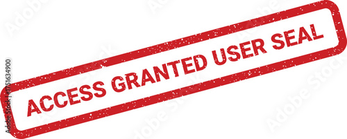 Distressed access granted user seal stamp with rounded corners, red color security