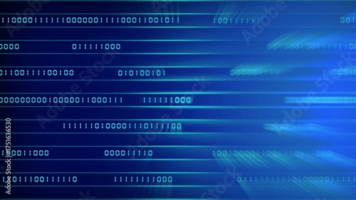Blue Binary Code Animation. A Seamless Looping Motion Background of Moving 1s and 0s on a Dark Screen