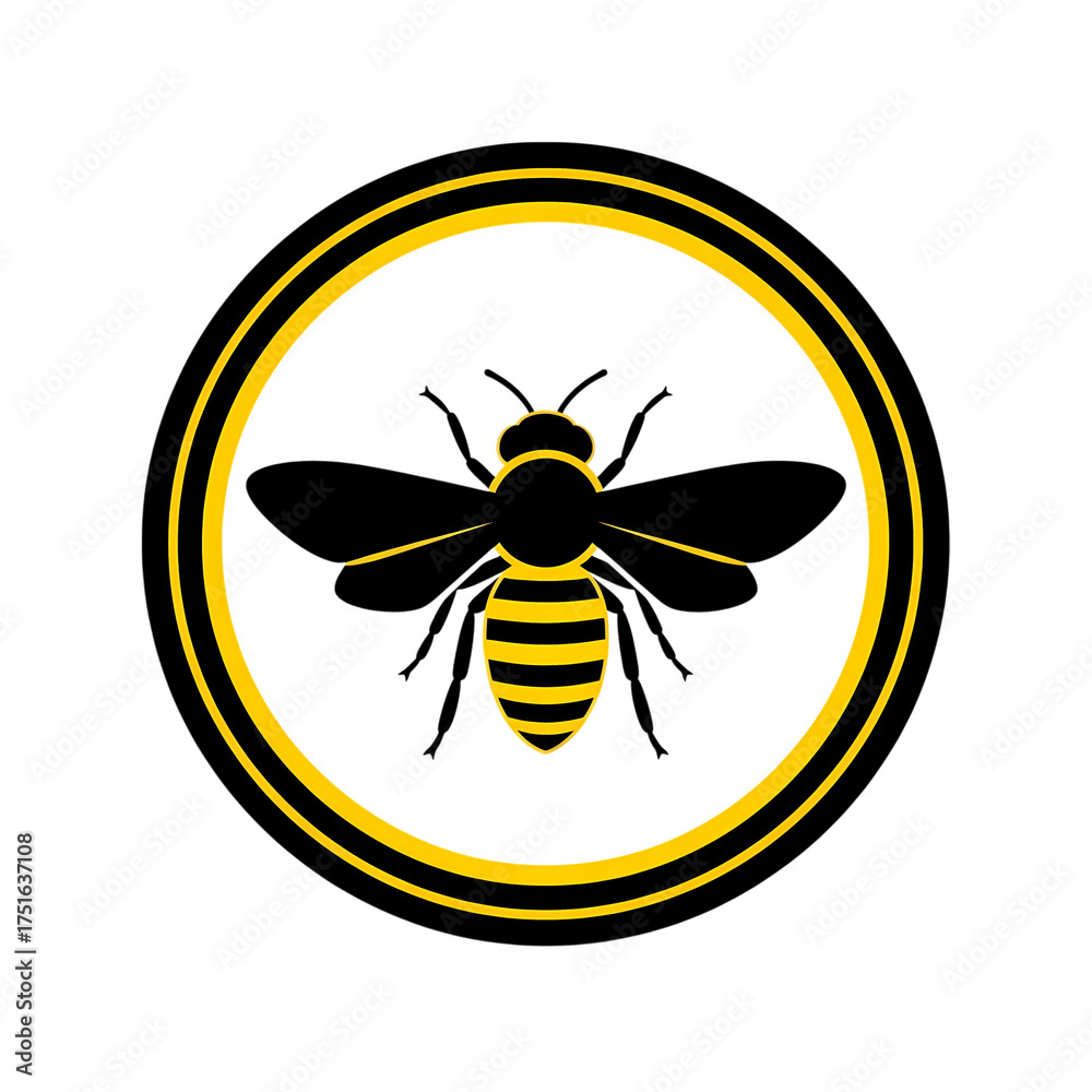 Fototapeta premium Honeybee symbol in circle on transparent background