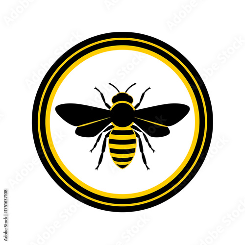 Honeybee symbol in circle on transparent background