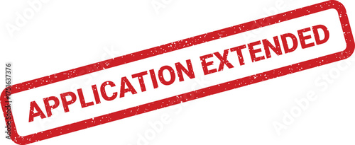 Distressed application extended stamp vector, rectangular banner with grunge texture, isolated on white