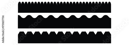 Set of scalloped borders, scalloped border set, scalloped border edge set
