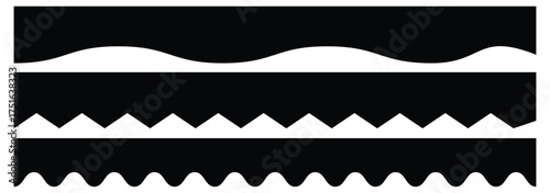 Scalloped edge borders and dividers. Simple scalloped border