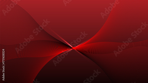 Abstract technology futuristic red lines elements with glowing light on dark background.