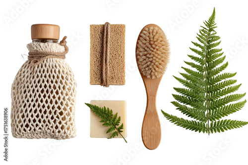 Natural bath & body products arranged