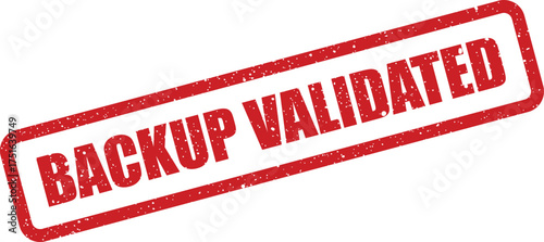 Distressed Backup Validated Stamp Illustration with Text, Rectangular Frame, and Dotted Grunge Texture