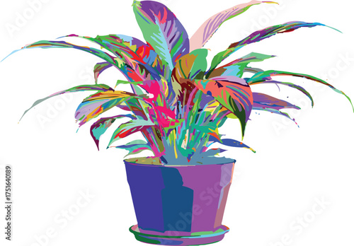 Colorful peace lily plant in pot abstract vector illustration decorative design element