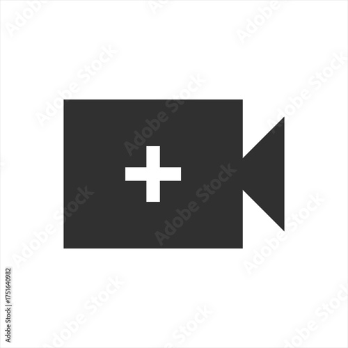 Video camera icon with a plus symbol for adding new content