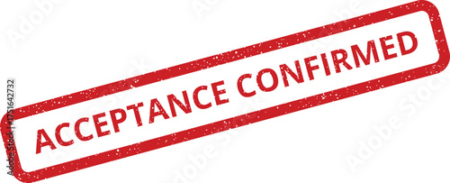 Distressed red stamp illustration conveying acceptance confirmed, ideal for document designs and official approvals