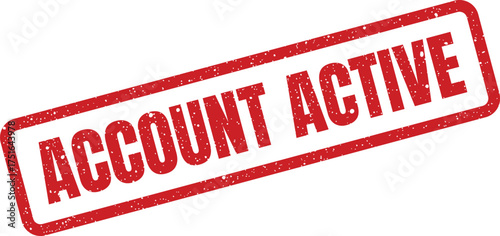 Distressed style red account active stamp with speckled texture on white