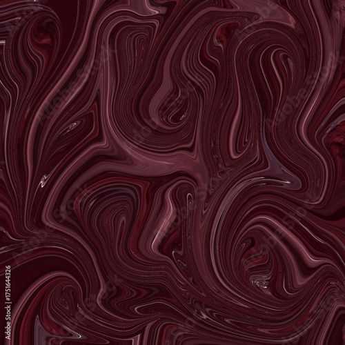 Deep maroon liquid swirl pattern with smooth glossy texture, creating an elegant abstract art background. Perfect for modern design and fashion visuals.
