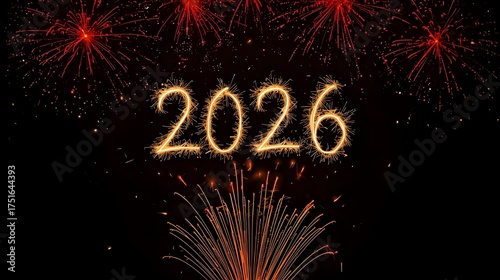 Explosive 2026 New Year Celebration with Fiery Fireworks & Sparks
